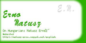 erno matusz business card